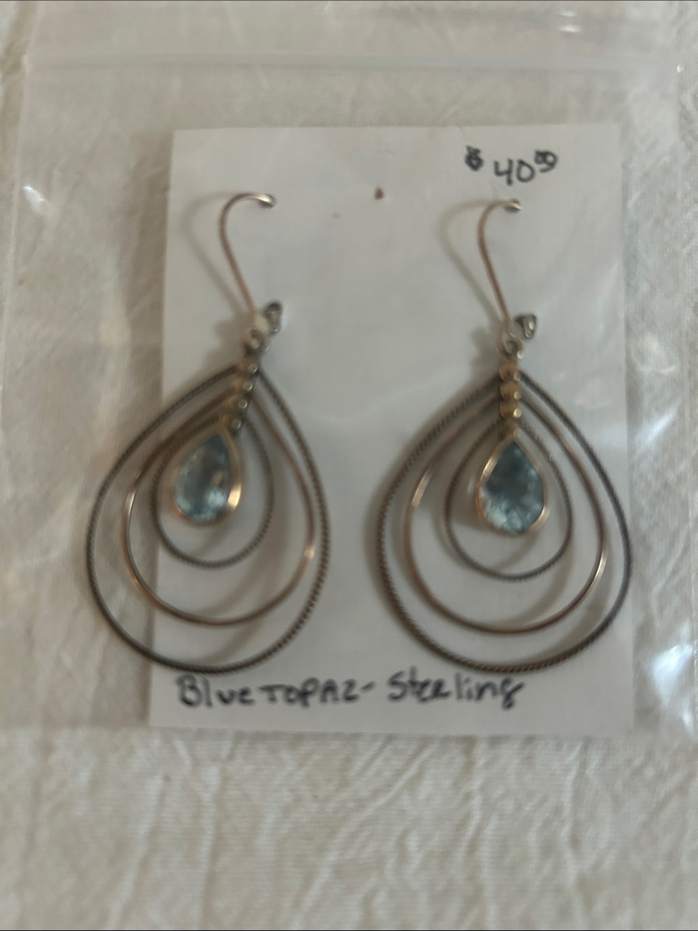 Blue topaz sterling silver earrings